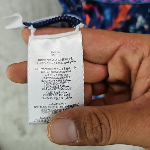 BCBGMAXAZRIA Dress Womens S Blue Floral Jersey Knit Pockets Drop Waist Tropical - Picture 7 of 9